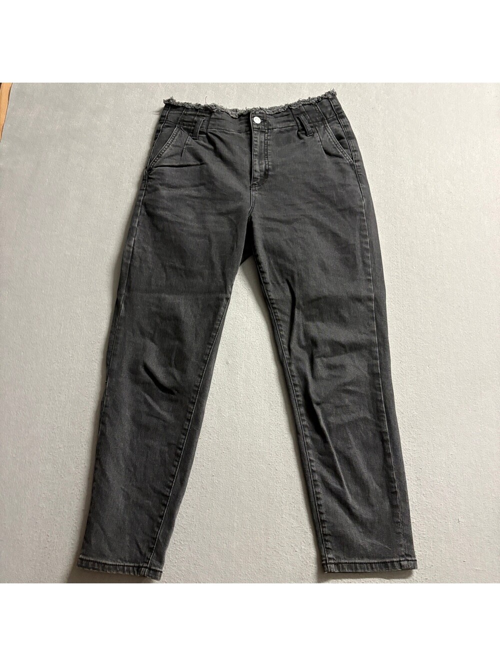 Garage Fray Waist Mom Jeans Womens Size 7 Black High Rise Tapered Denim
